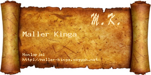 Maller Kinga névjegykártya